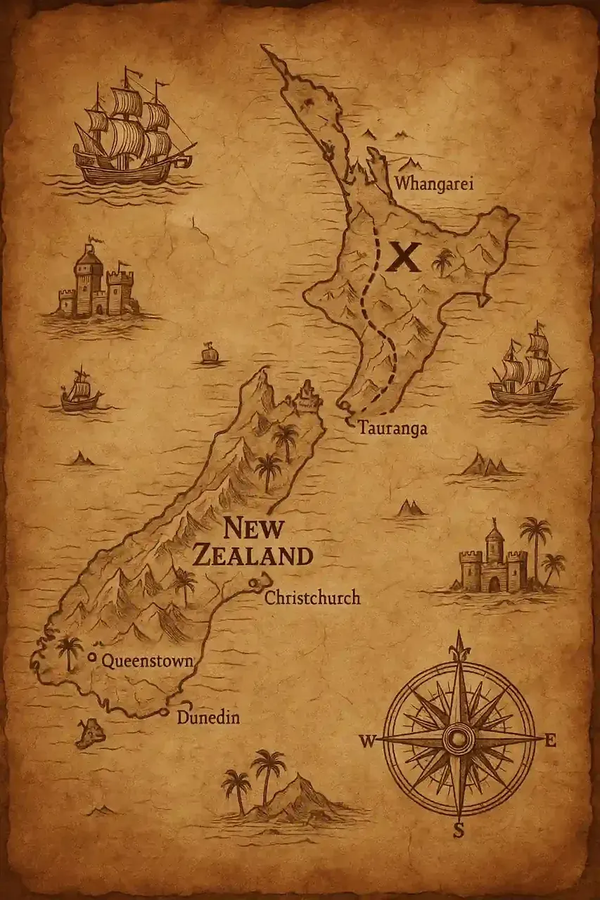 Google Maps to Ancient Treasure Map — chibi art sample