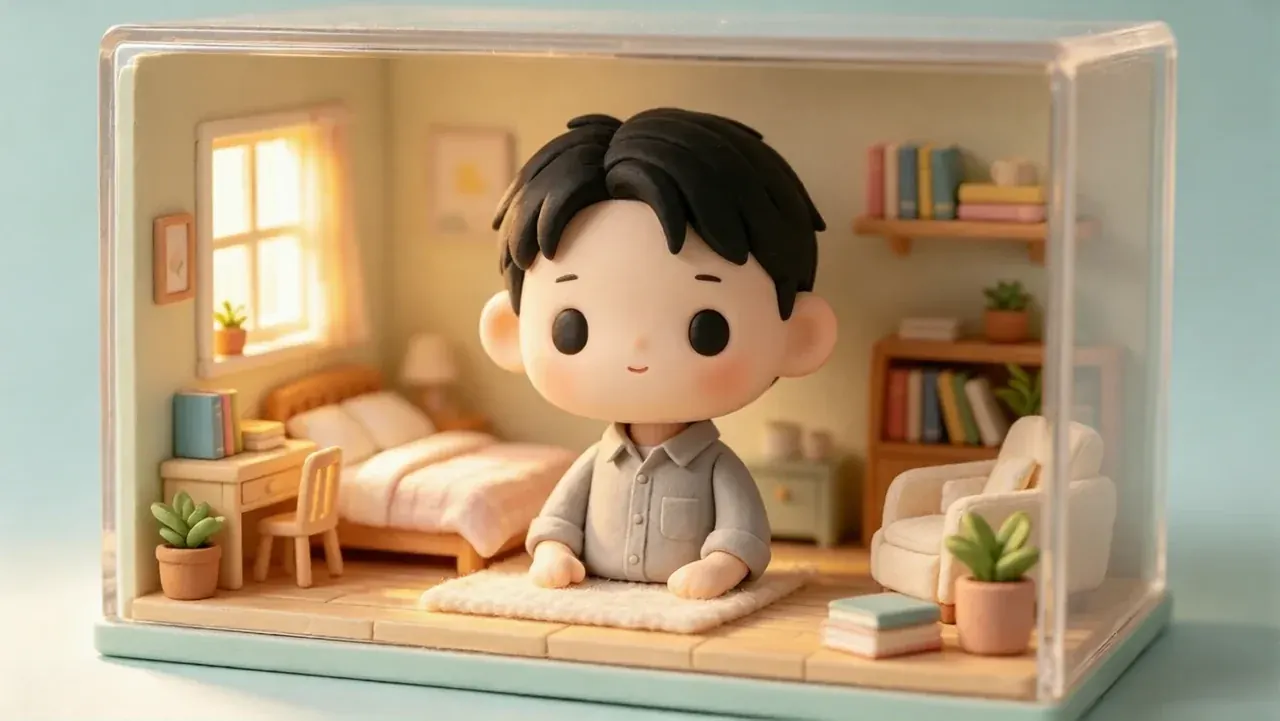 Pastel Bedroom Diorama — chibi art sample