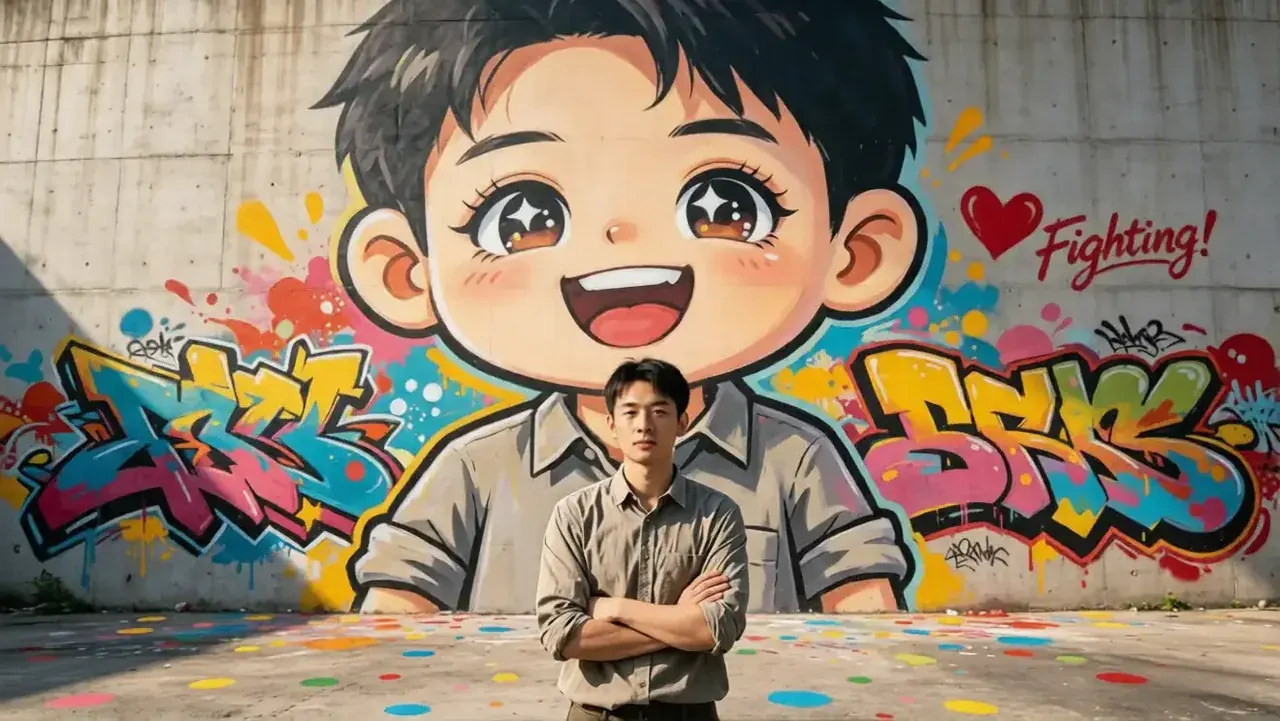 Chibi Graffiti Mural — chibi art sample