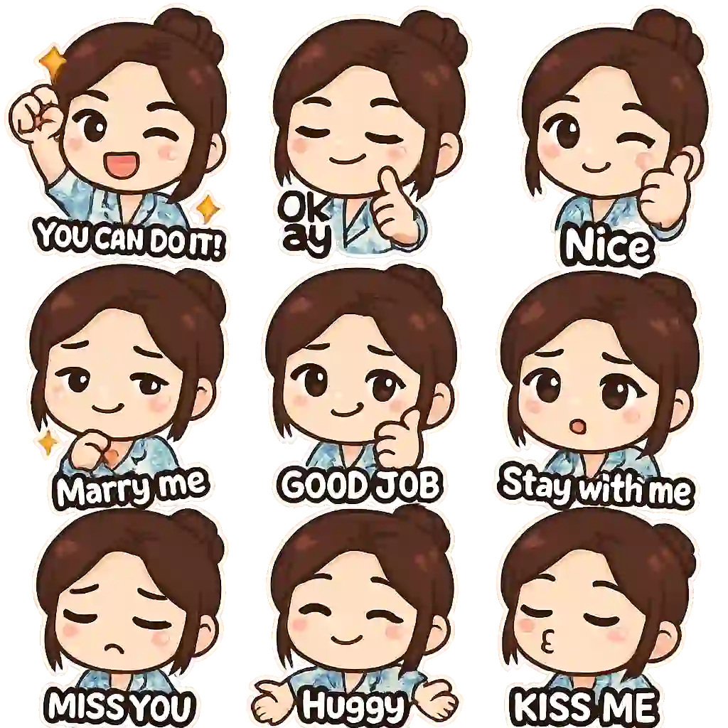 Emoji+Word Collection: Set 3 — chibi art sample