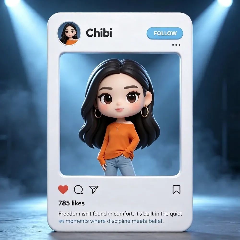 Style Instagram hyperréaliste — exemple de rendu chibi