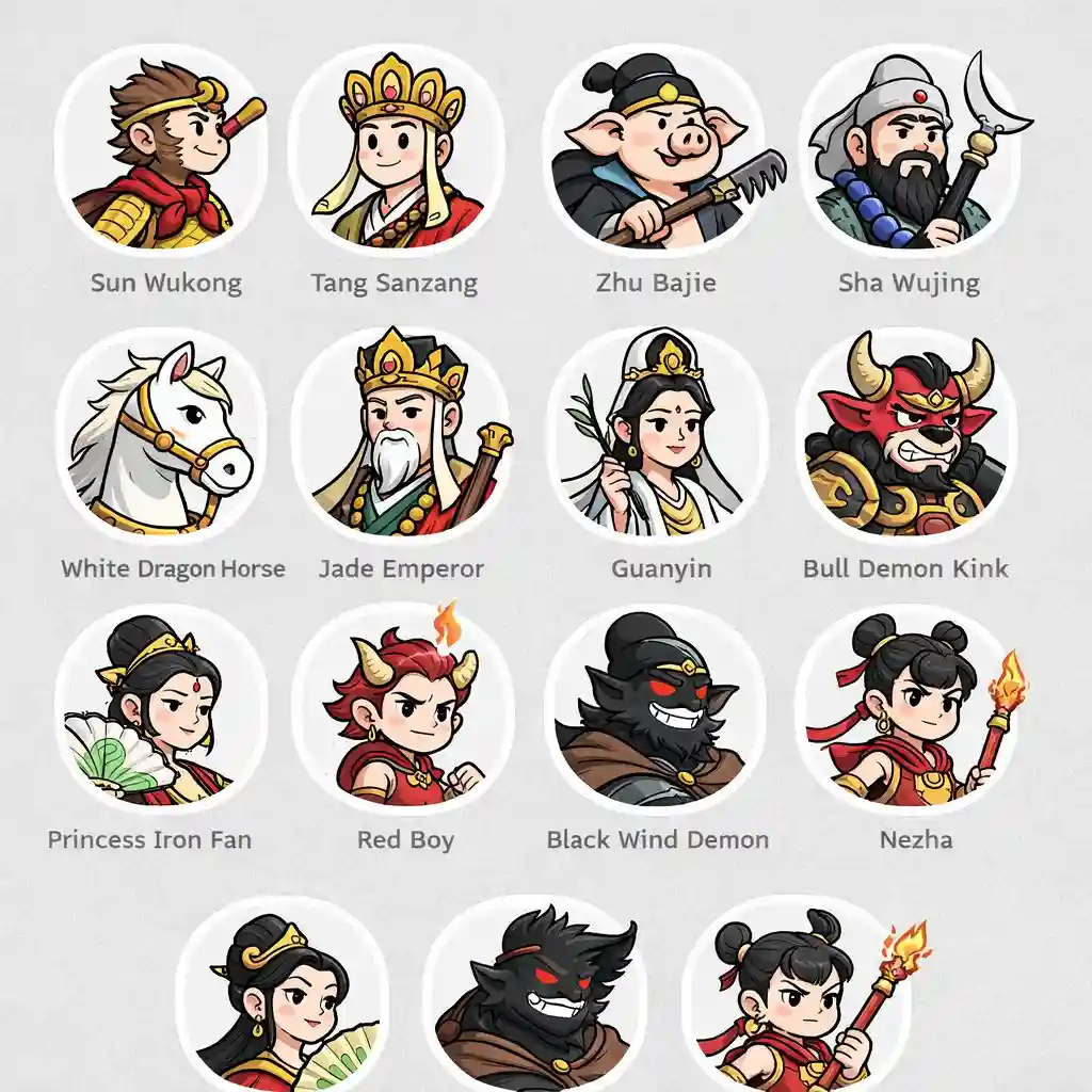 Journey West Avatar Grid — chibi art sample