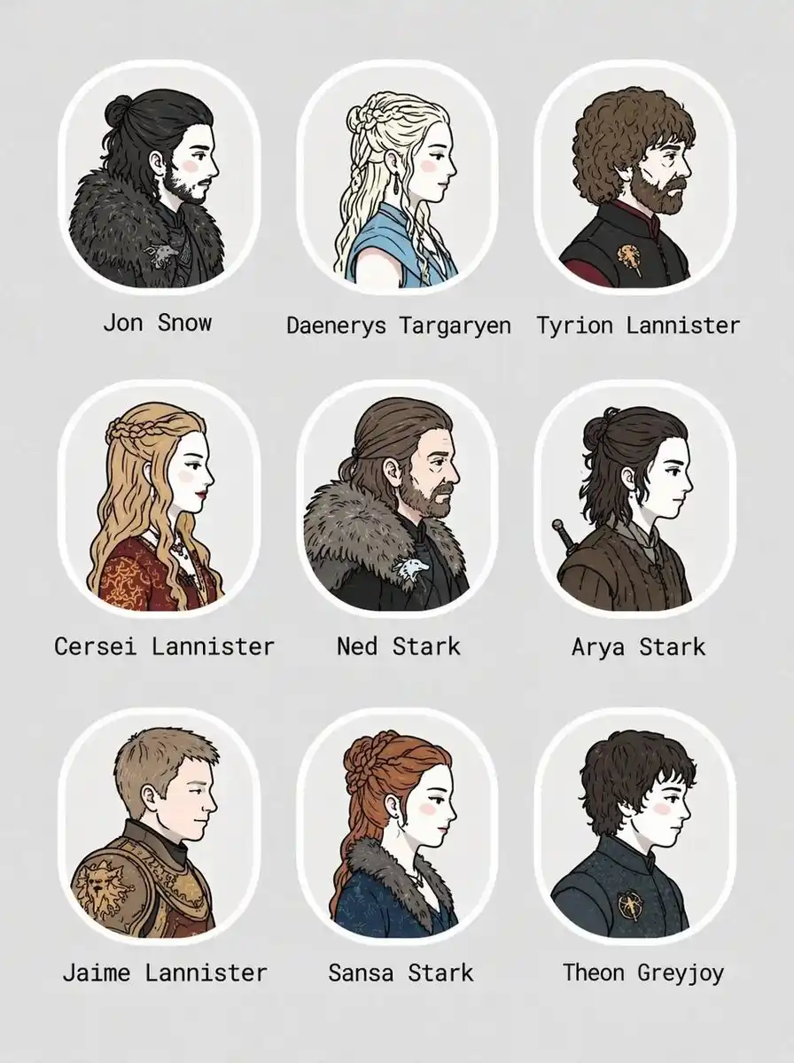 Got 3x3 Portrait Grid — chibi art sample
