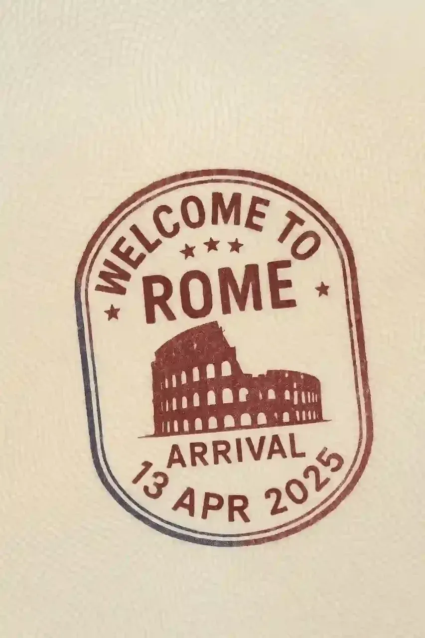 Timbre d'entrée sur passeport — exemple de rendu chibi