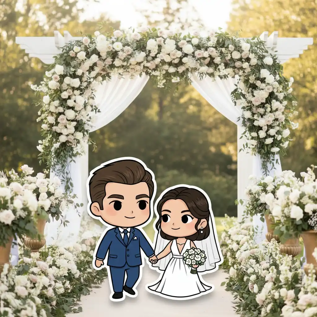 Chibi Sticker: Wedding aisle — chibi art sample