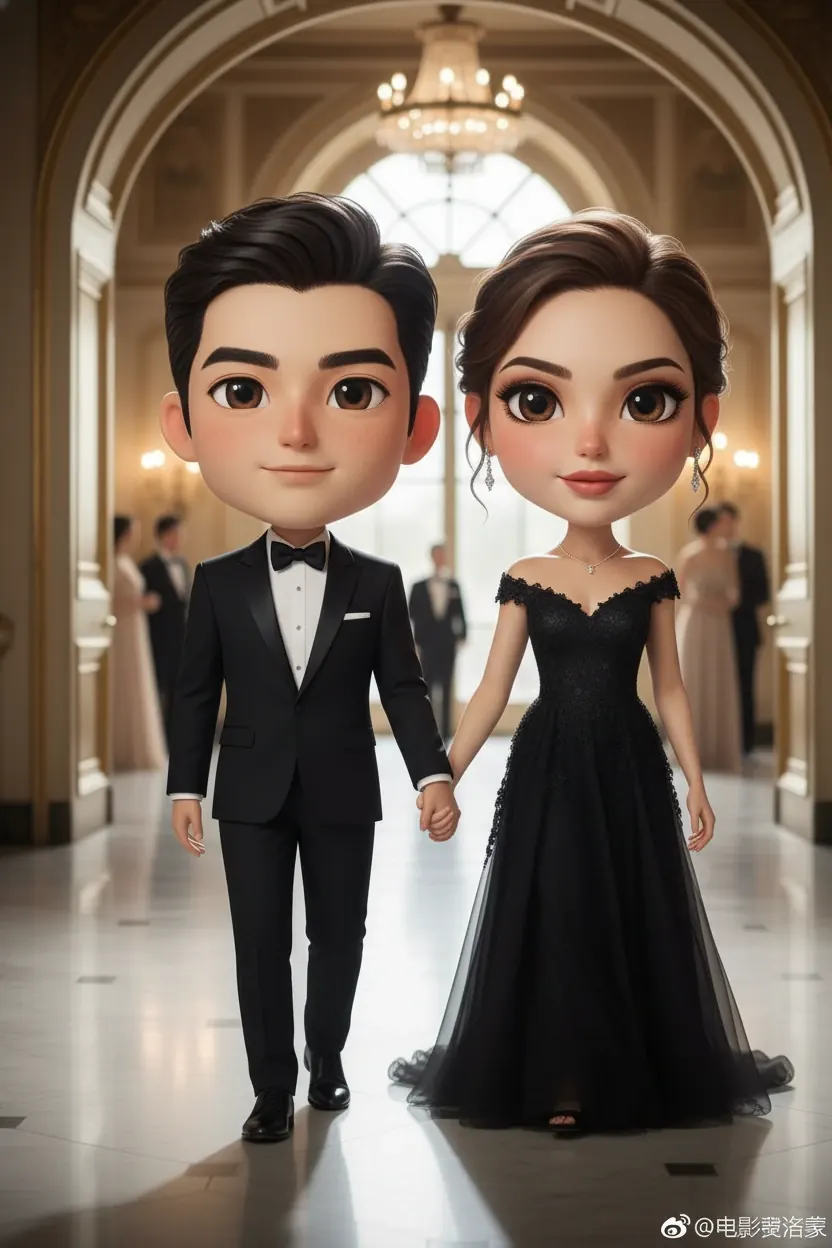 Chibi 3D: Raffinement parisien black tie — exemple de rendu chibi