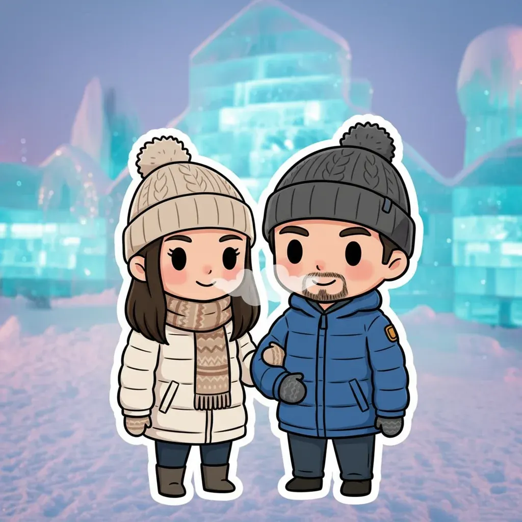 Pegatina Chibi: Claridad de hielo de Harbin — ejemplo de arte chibi
