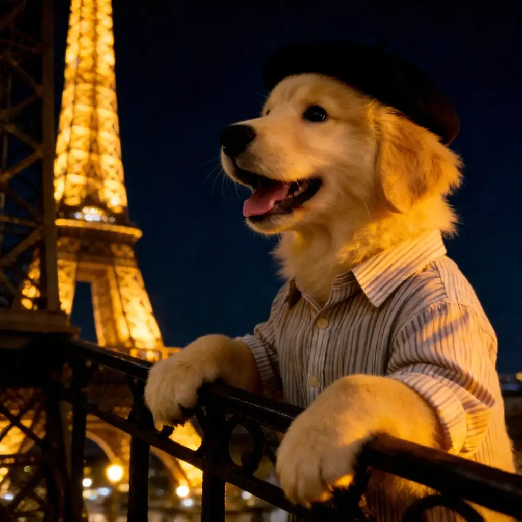 Pet Travel Eiffel — chibi art sample