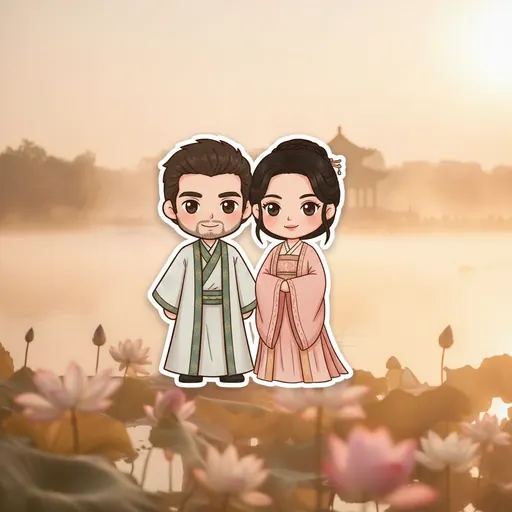 Chibi Sticker: Hangzhou lotus dawn