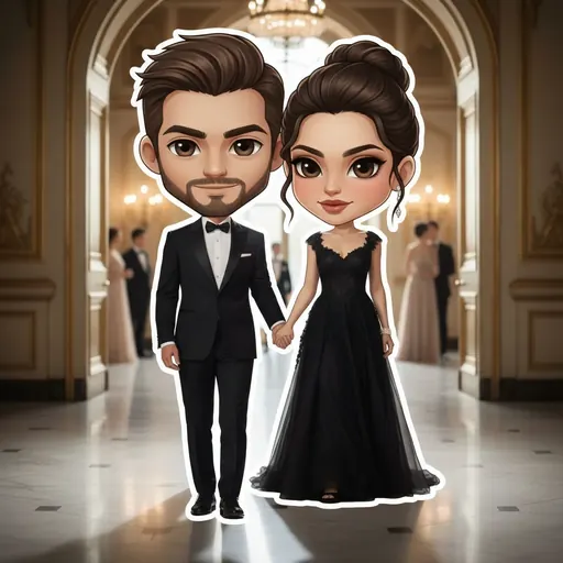 Chibi Sticker: Parisian black tie refine